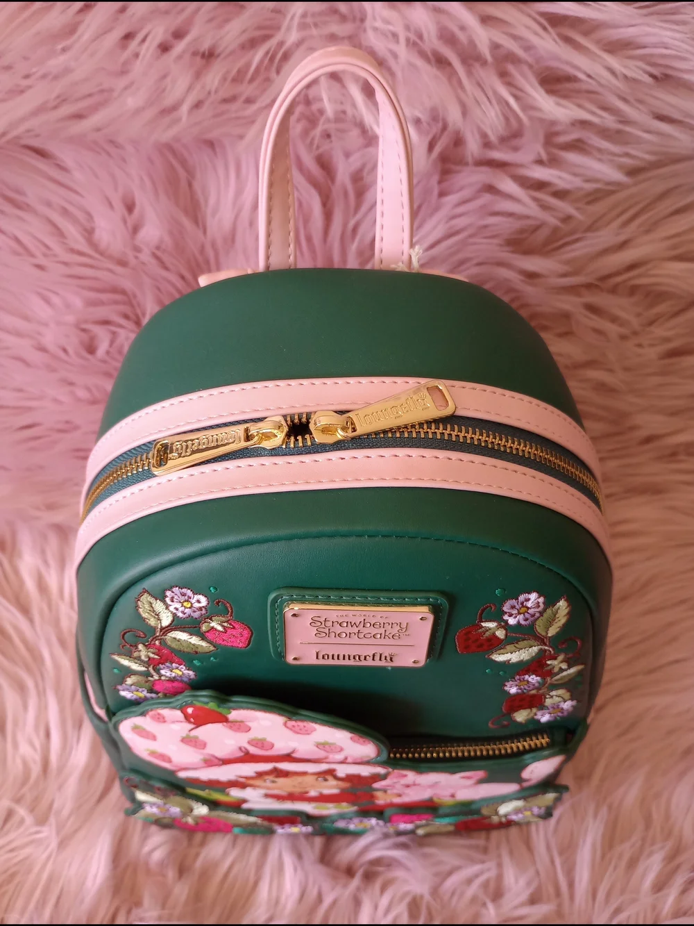 Loungefly Strawberry Shortcake Custard & Strawberry Embroidered Mini Backpack